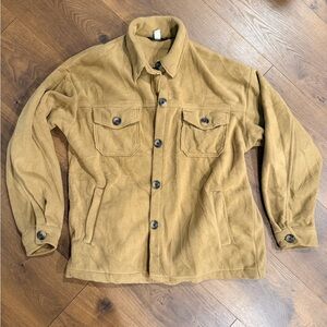 Tan Fleece Button-Up